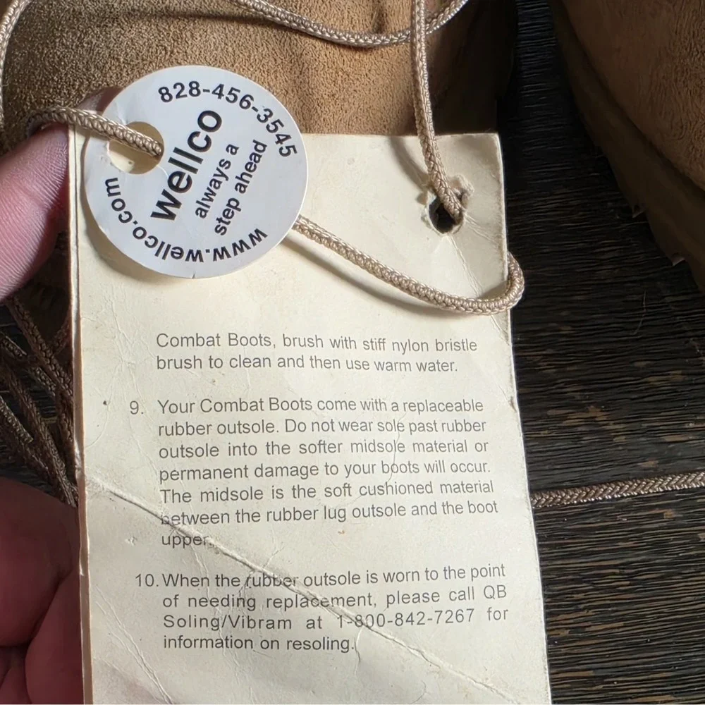 NWT Wellco Army Combat Boot Temperate Weather Vibram Suede‎ Tan Mens Size 15.5 R